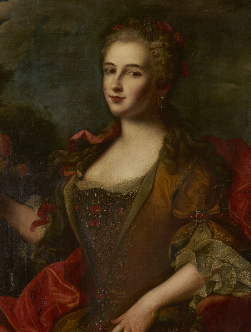 Lot 133: 18th C. Portrait Attrib. Van Loo, Duchesse de Luynes
