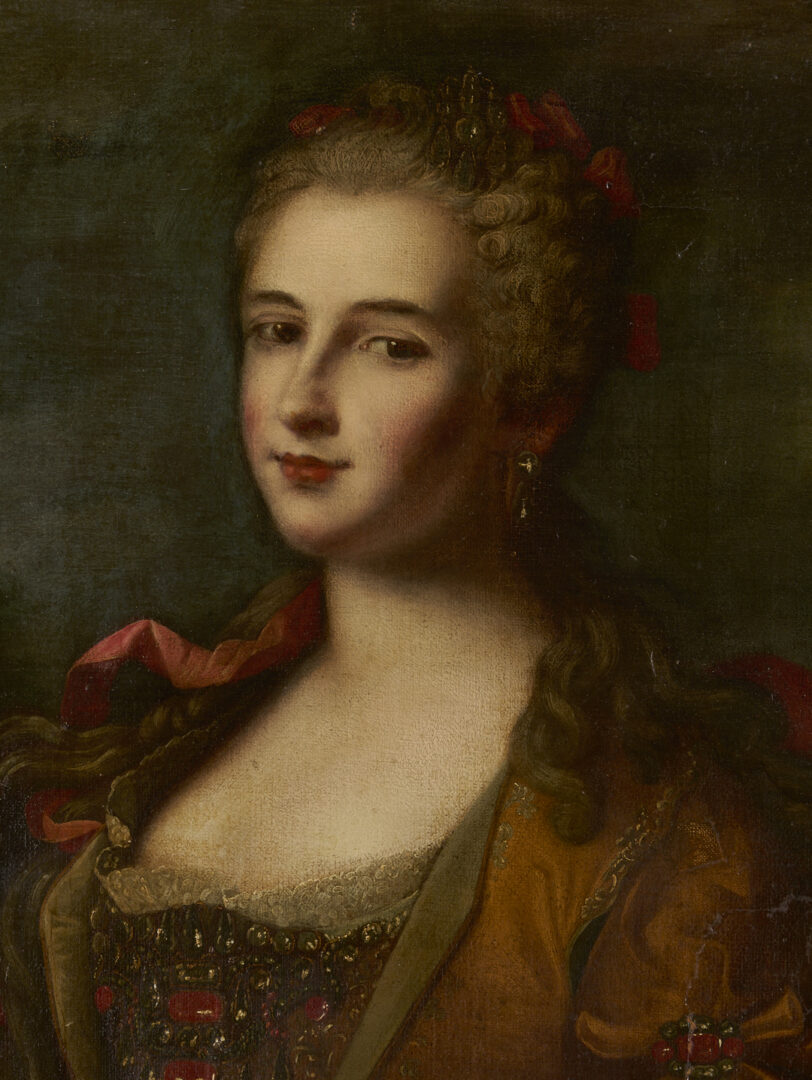 Lot 133: 18th C. Portrait Attrib. Van Loo, Duchesse de Luynes
