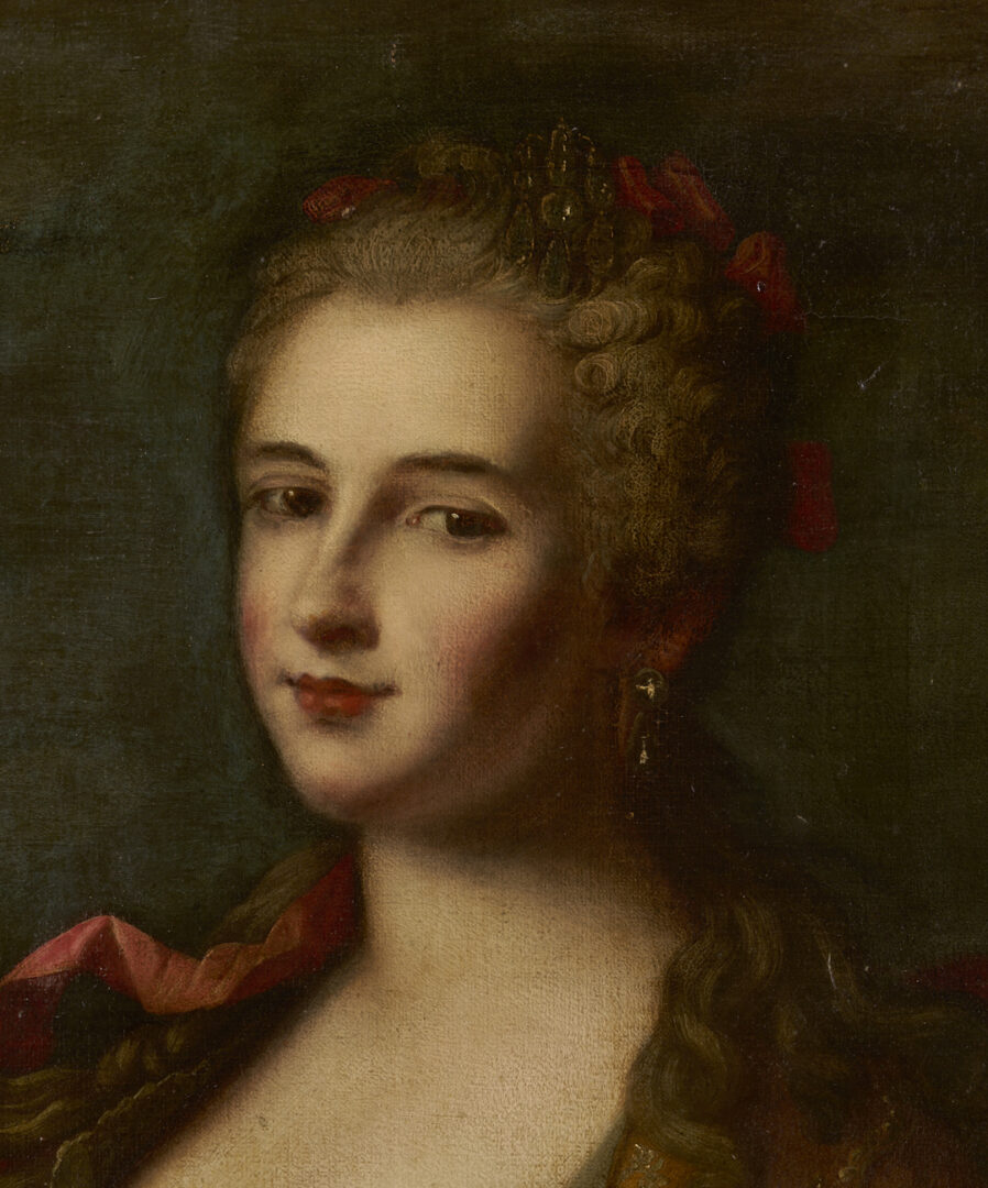 Lot 133: 18th C. Portrait Attrib. Van Loo, Duchesse de Luynes