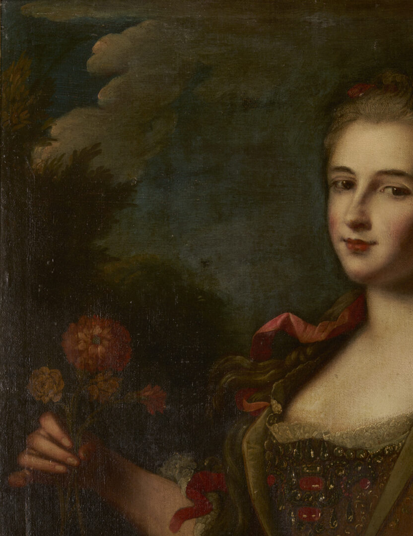 Lot 133: 18th C. Portrait Attrib. Van Loo, Duchesse de Luynes