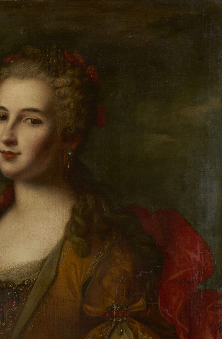 Lot 133: 18th C. Portrait Attrib. Van Loo, Duchesse de Luynes