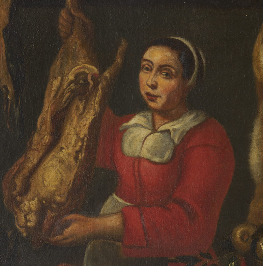 Lot 135: Large Continental School Kitchen Scene O/C Painting