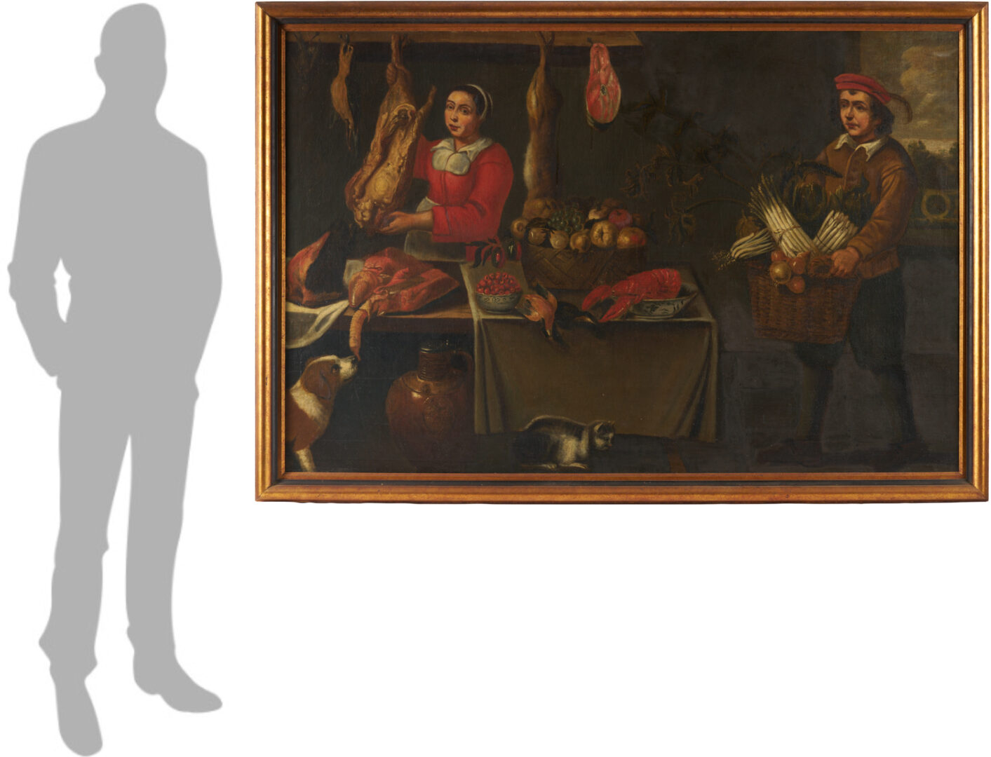 Lot 135: Large Continental School Kitchen Scene O/C Painting