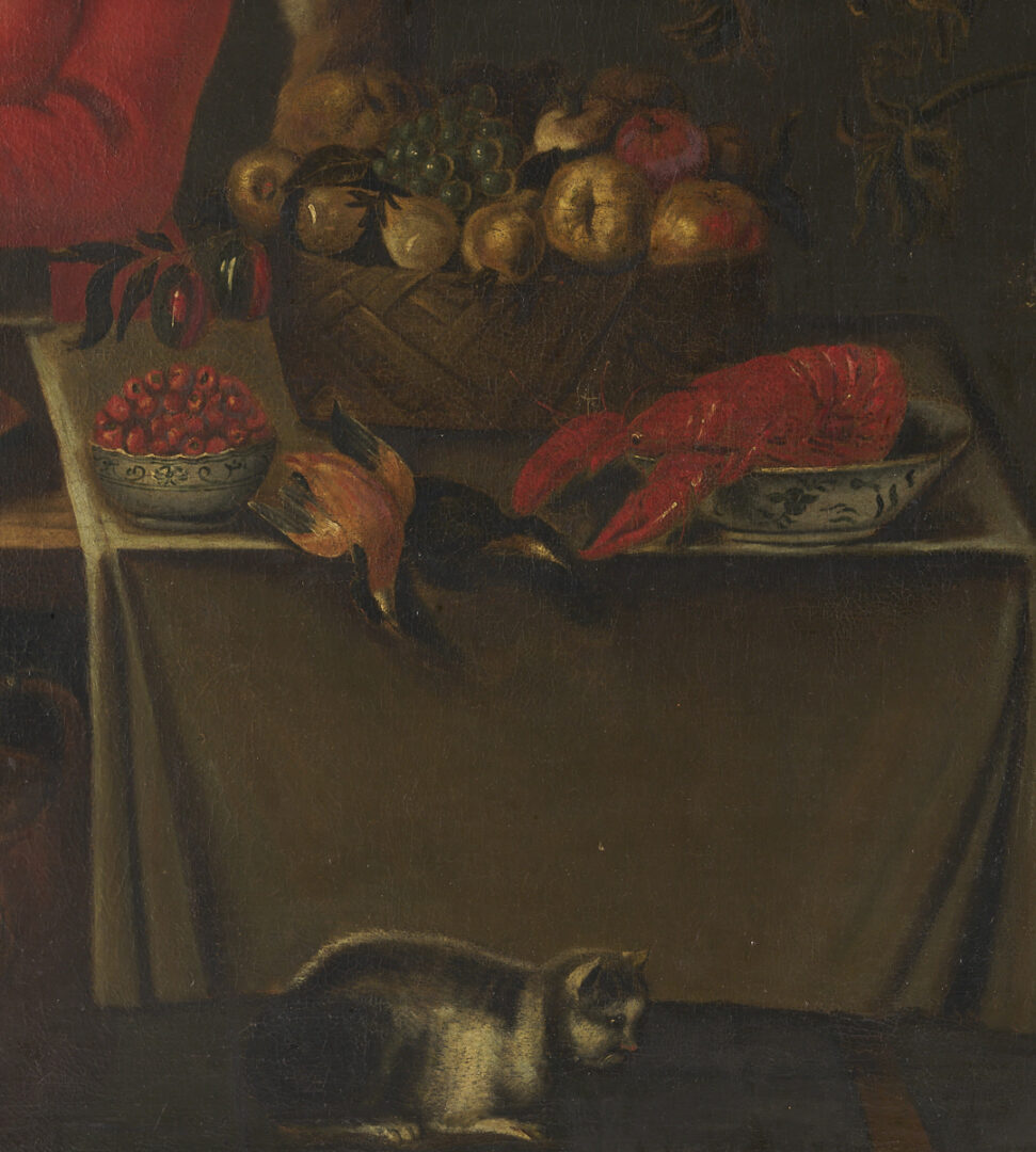 Lot 135: Large Continental School Kitchen Scene O/C Painting