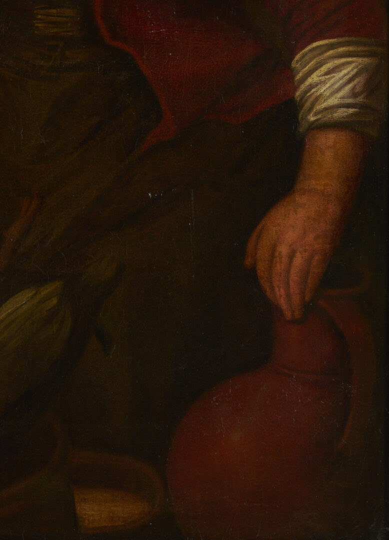 Lot 136: After Joachim Beuckelaer O/C Painting, Market Woman