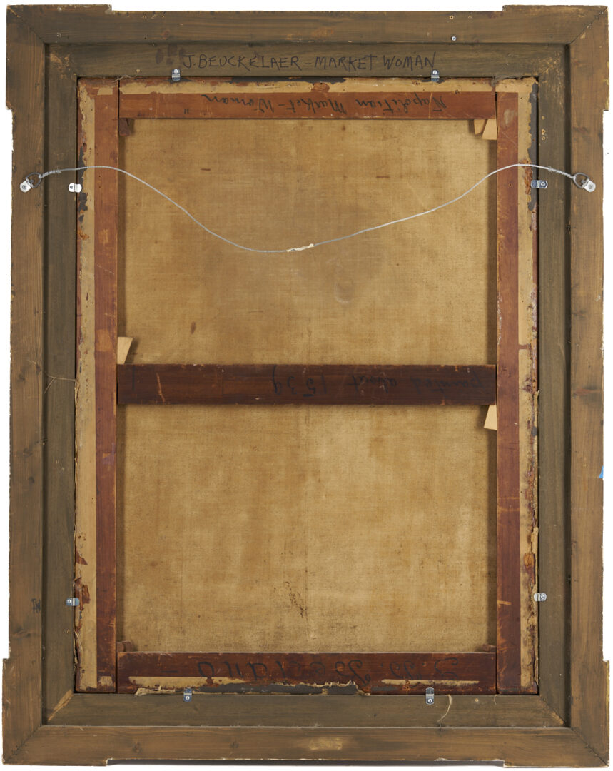 Lot 136: After Joachim Beuckelaer O/C Painting, Market Woman