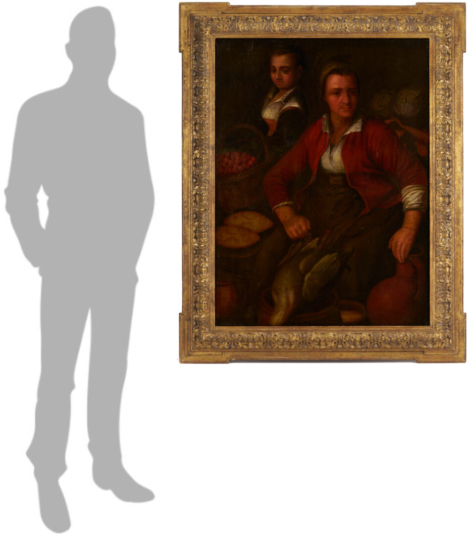 Lot 136: After Joachim Beuckelaer O/C Painting, Market Woman