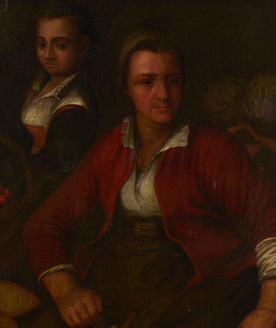 Lot 136: After Joachim Beuckelaer O/C Painting, Market Woman