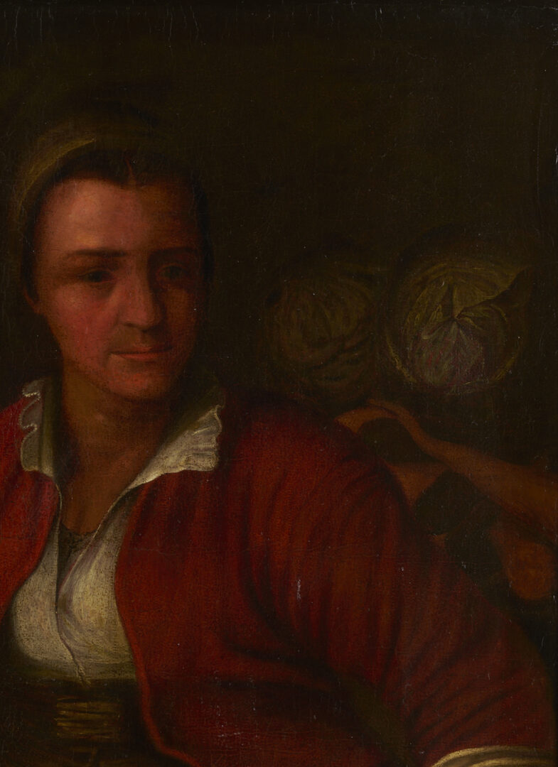 Lot 136: After Joachim Beuckelaer O/C Painting, Market Woman