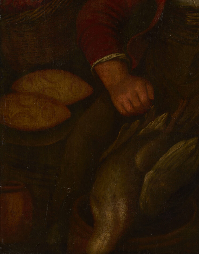 Lot 136: After Joachim Beuckelaer O/C Painting, Market Woman