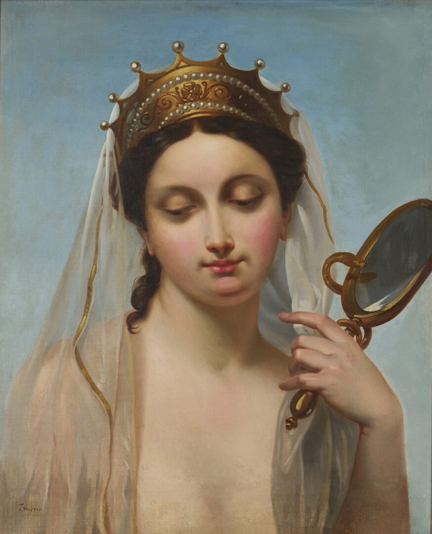 Lot 137: Circle of Ingres, Portrait of a Lady with Mirror, Poss. Cleopatra