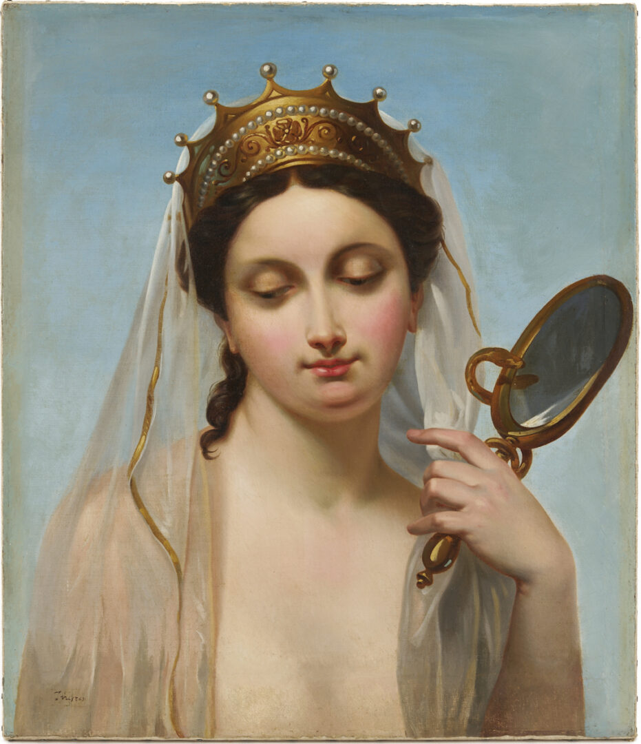 Lot 137: Circle of Ingres, Portrait of a Lady with Mirror, Poss. Cleopatra