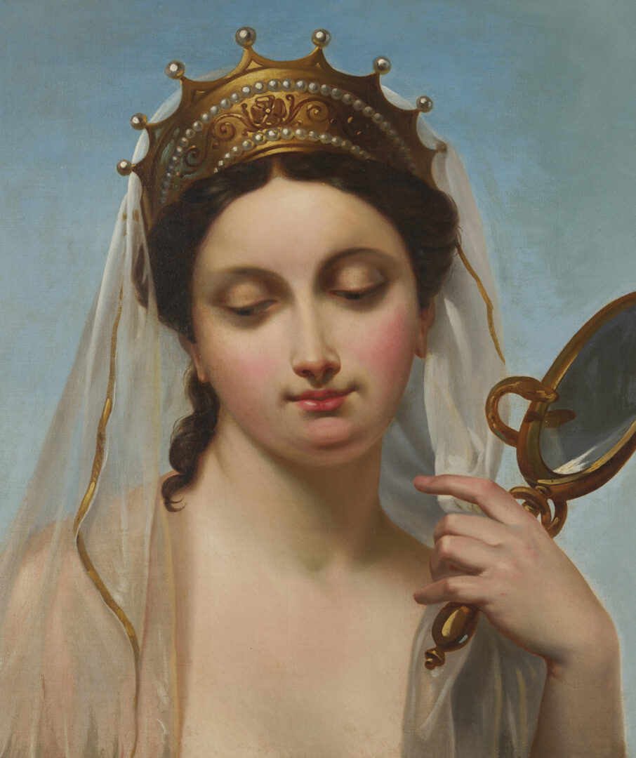 Lot 137: Circle of Ingres, Portrait of a Lady with Mirror, Poss. Cleopatra