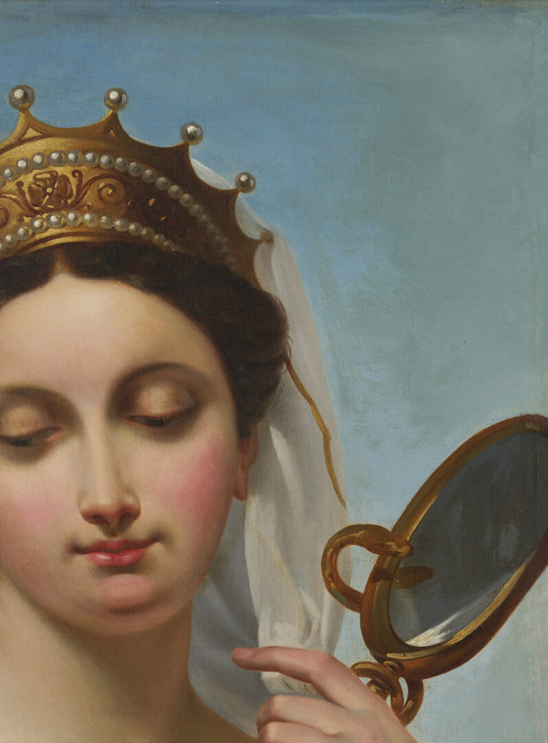 Lot 137: Circle of Ingres, Portrait of a Lady with Mirror, Poss. Cleopatra