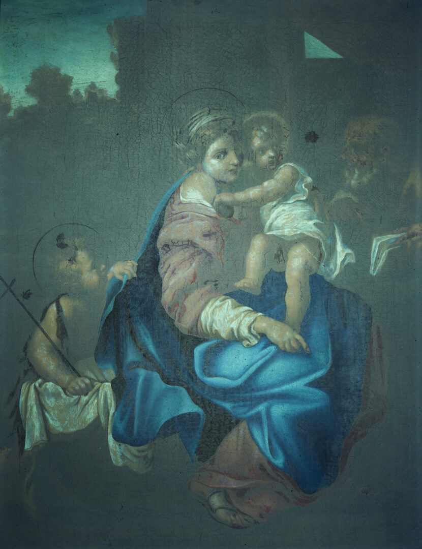 Lot 139: 19th C. Oil After Annibale Carracci, Holy Family with St. John the Baptist