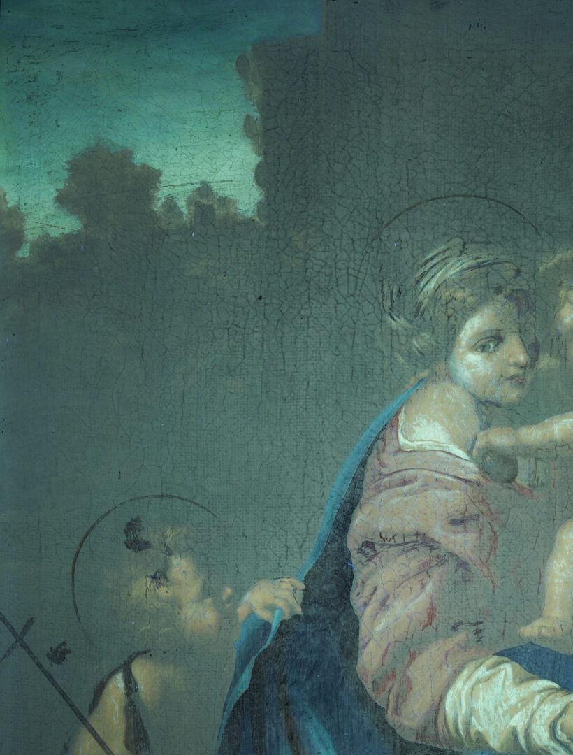 Lot 139: 19th C. Oil After Annibale Carracci, Holy Family with St. John the Baptist