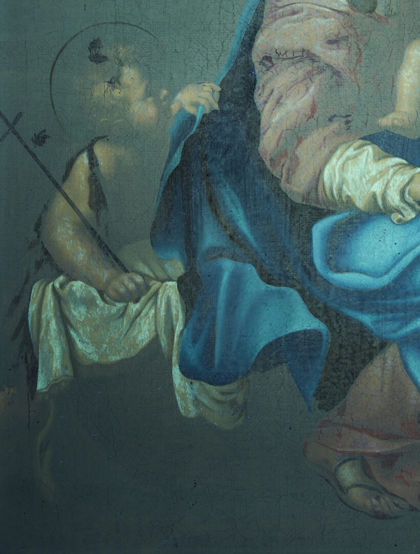 Lot 139: 19th C. Oil After Annibale Carracci, Holy Family with St. John the Baptist