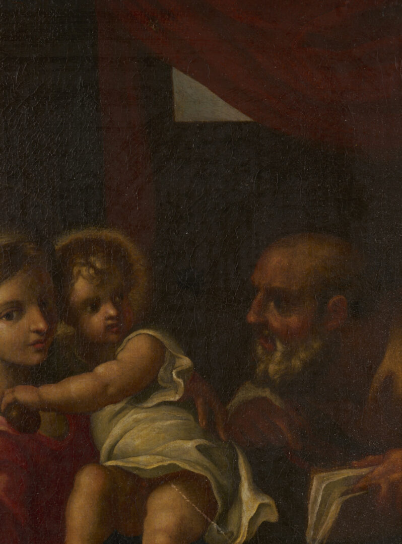 Lot 139: 19th C. Oil After Annibale Carracci, Holy Family with St. John the Baptist