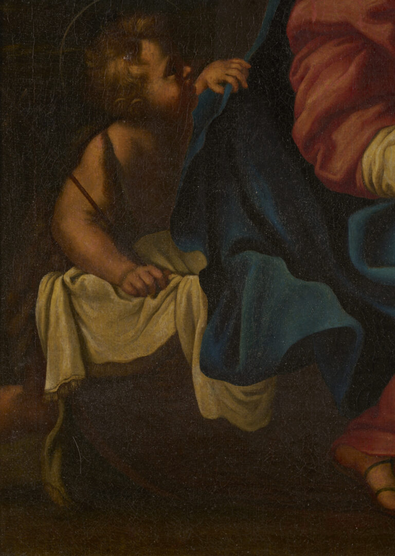 Lot 139: 19th C. Oil After Annibale Carracci, Holy Family with St. John the Baptist