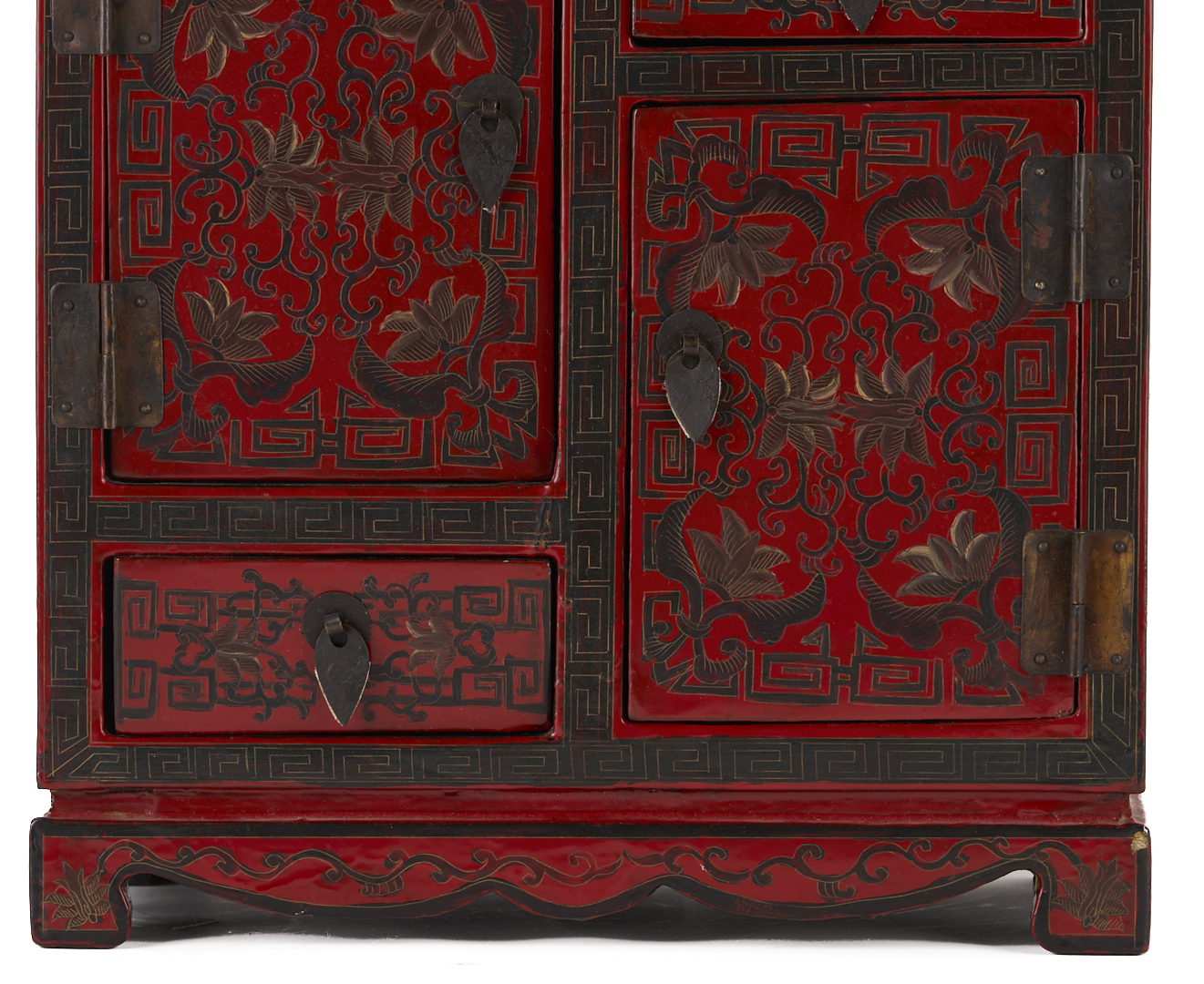 Lot 13: Miniature Chinese Cloisonne Items w/ Lacquer Cabinet