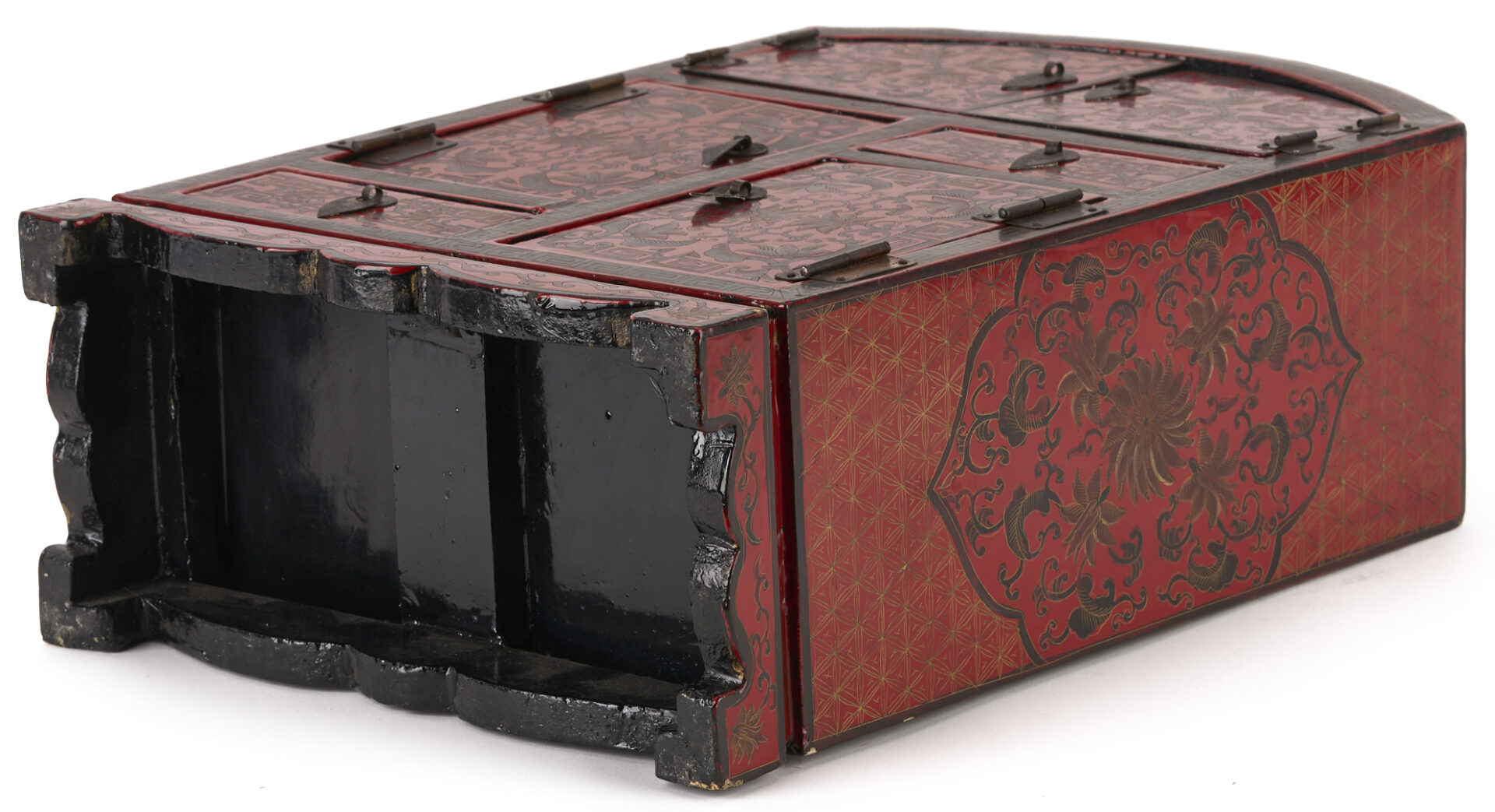 Lot 13: Miniature Chinese Cloisonne Items w/ Lacquer Cabinet