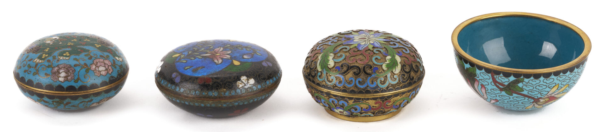 Lot 13: Miniature Chinese Cloisonne Items w/ Lacquer Cabinet