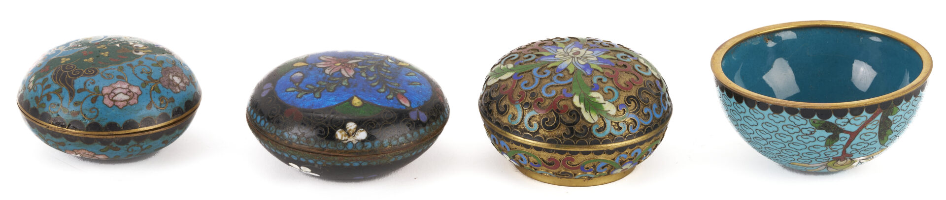 Lot 13: Miniature Chinese Cloisonne Items w/ Lacquer Cabinet