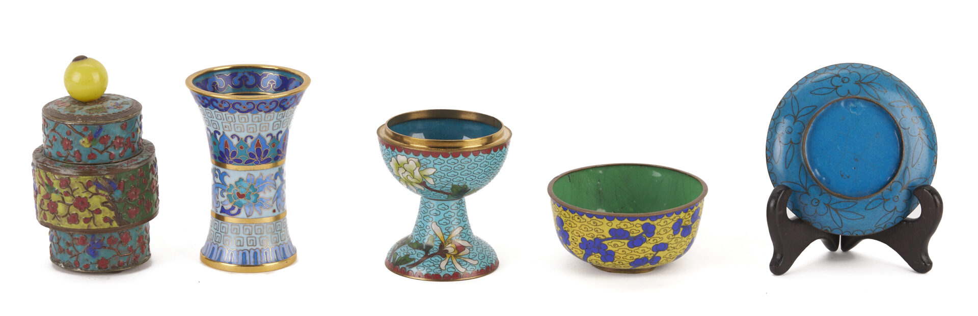 Lot 13: Miniature Chinese Cloisonne Items w/ Lacquer Cabinet
