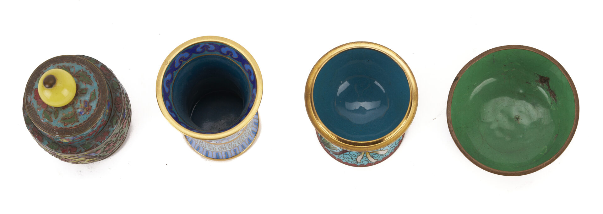 Lot 13: Miniature Chinese Cloisonne Items w/ Lacquer Cabinet