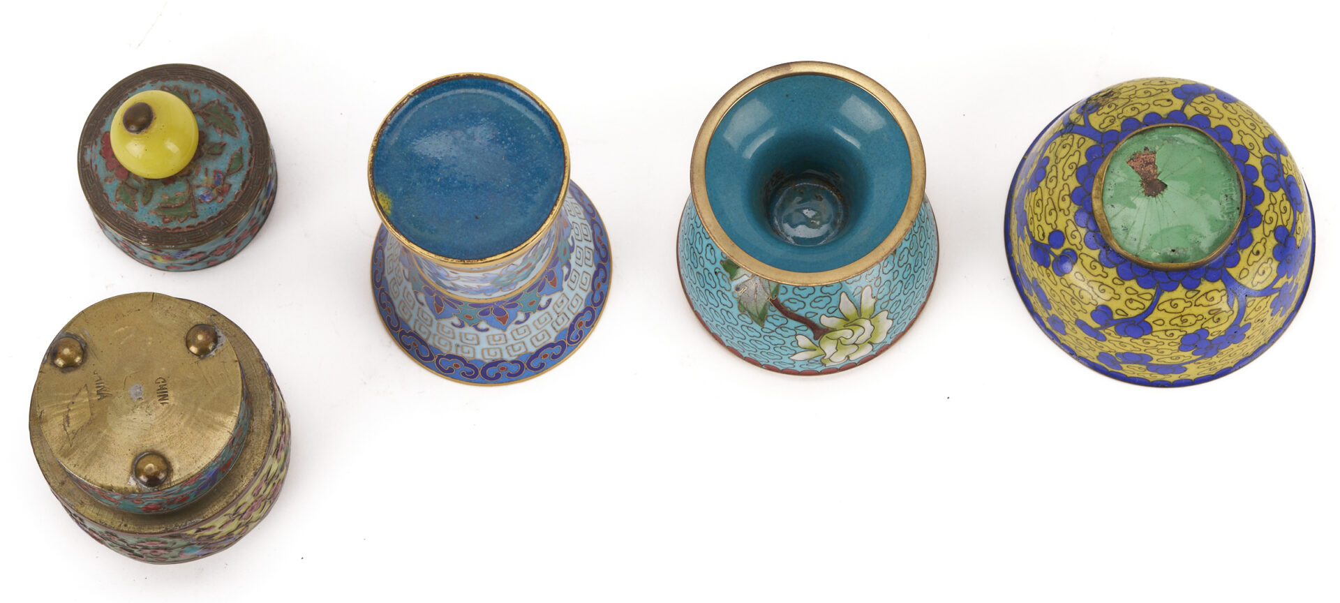 Lot 13: Miniature Chinese Cloisonne Items w/ Lacquer Cabinet
