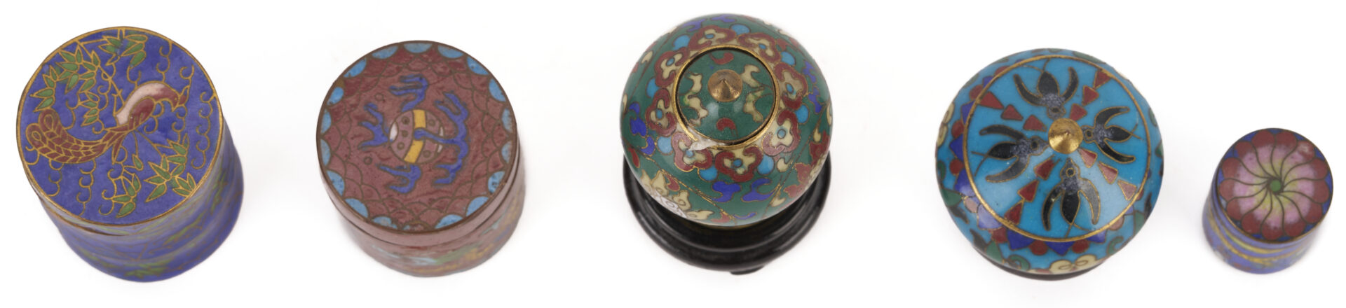 Lot 13: Miniature Chinese Cloisonne Items w/ Lacquer Cabinet