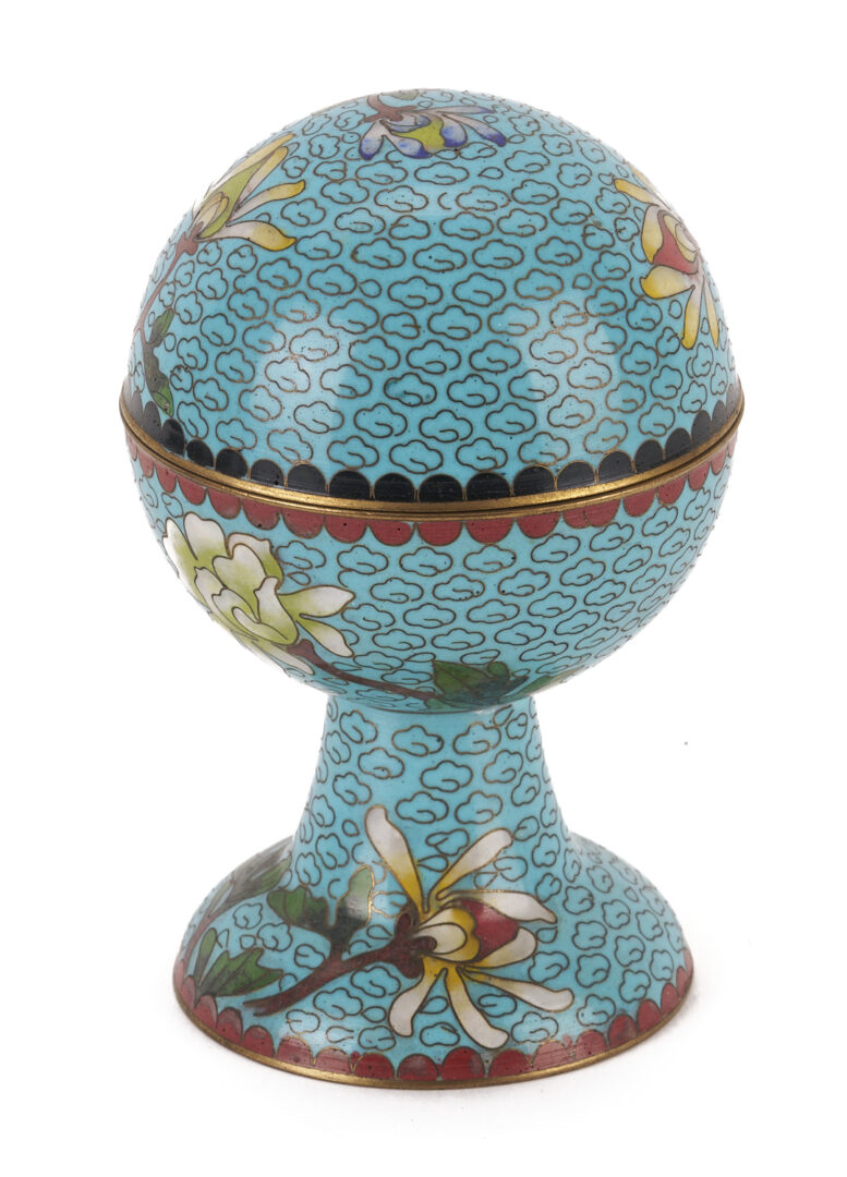 Lot 13: Miniature Chinese Cloisonne Items w/ Lacquer Cabinet