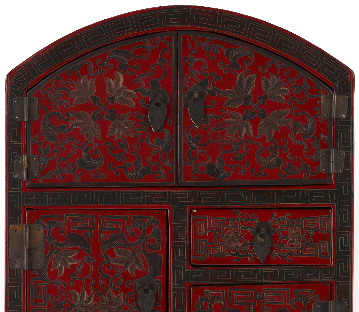 Lot 13: Miniature Chinese Cloisonne Items w/ Lacquer Cabinet