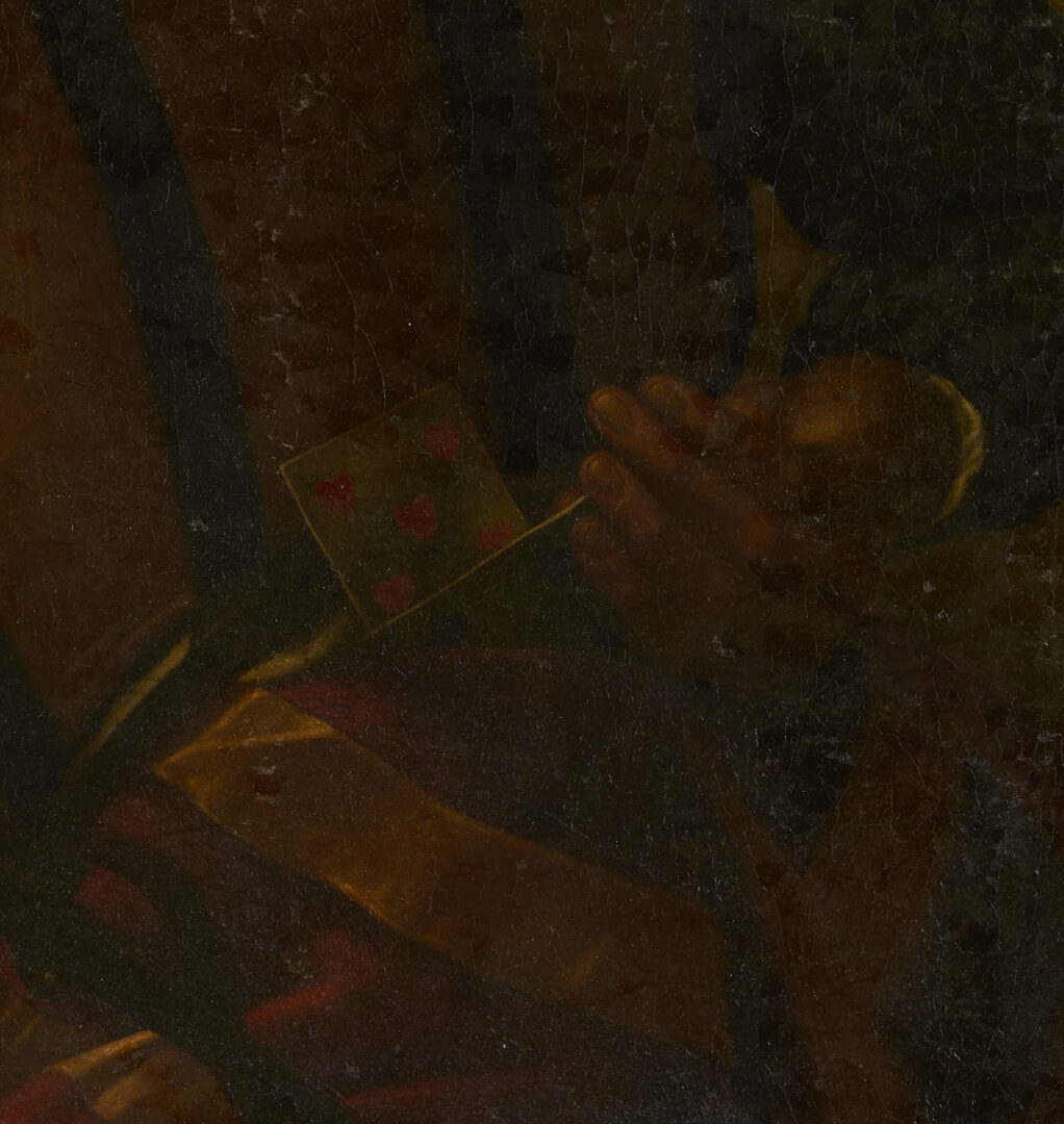 Lot 140: 17th C. O/C Painting after Caravaggio, The Card Sharps