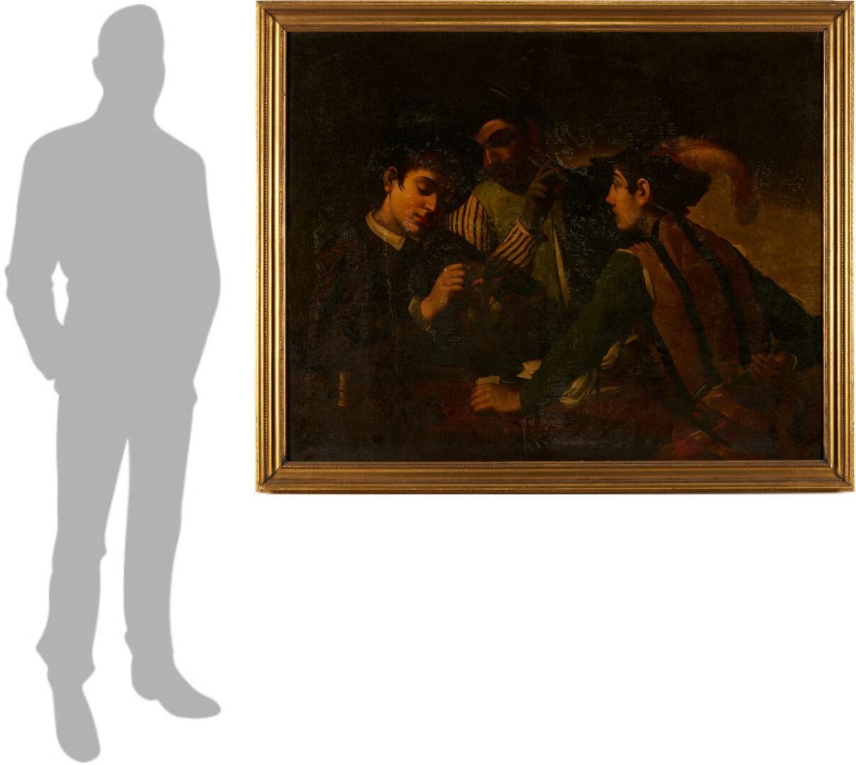 Lot 140: 17th C. O/C Painting after Caravaggio, The Card Sharps