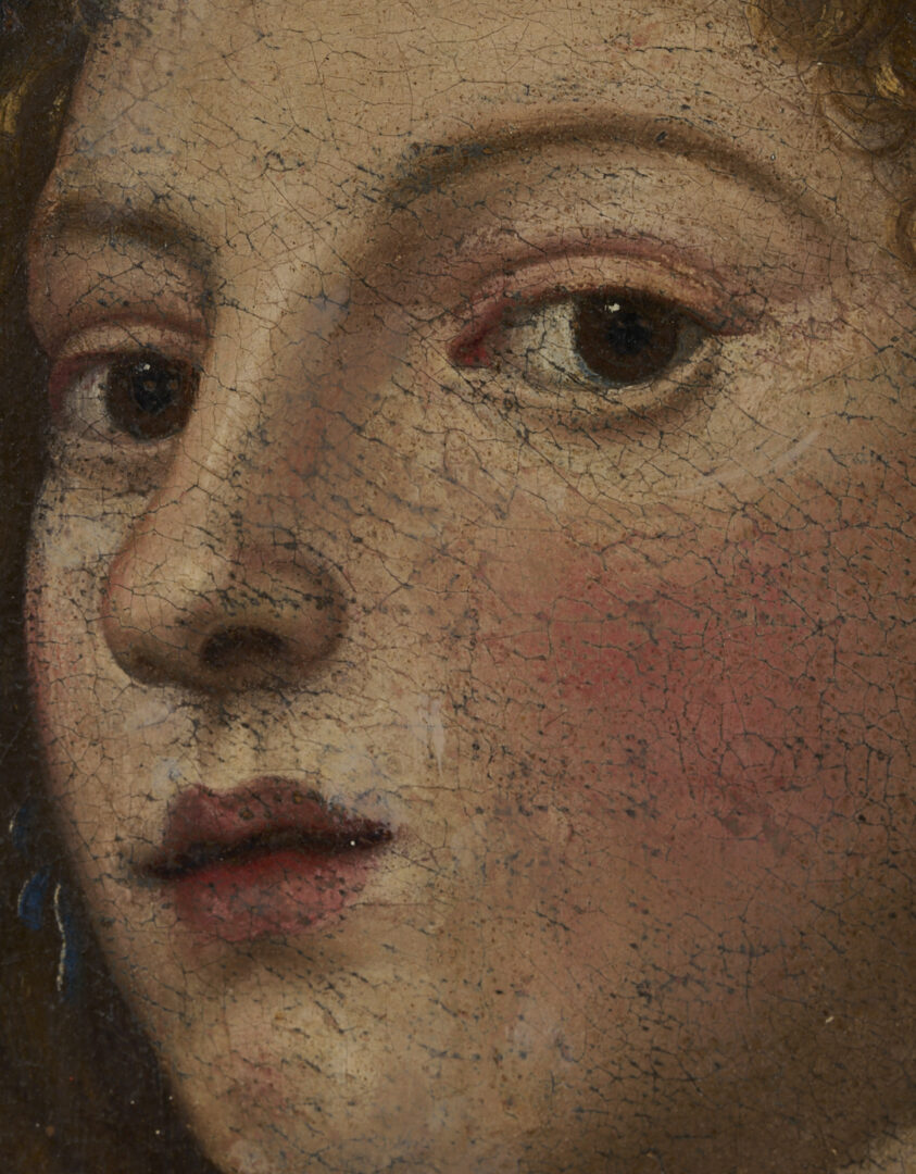 Lot 141: Renaissance Style O/C Painting of a Woman w/ Laurel Wreath & Gold Cross