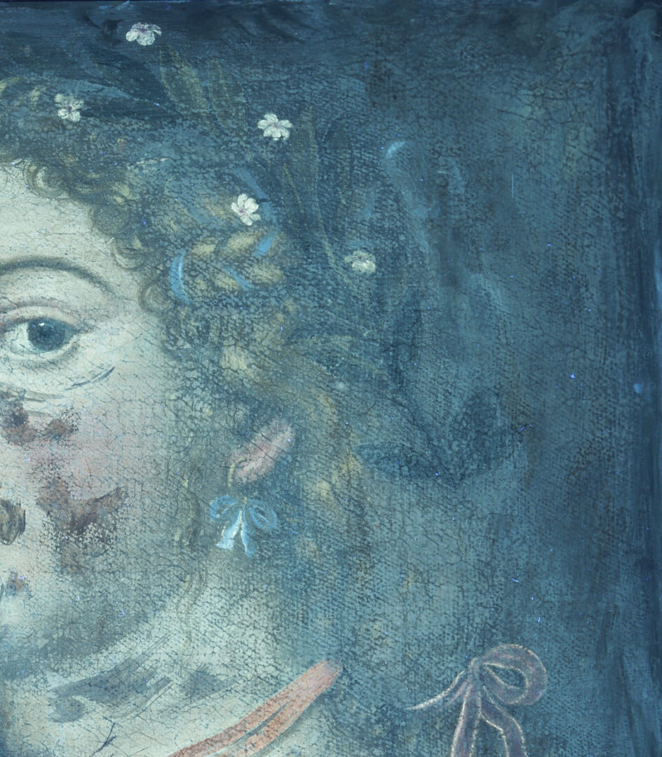 Lot 141: Renaissance Style O/C Painting of a Woman w/ Laurel Wreath & Gold Cross