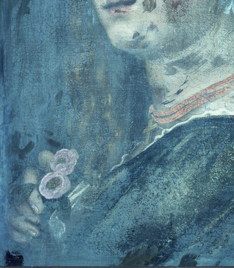 Lot 141: Renaissance Style O/C Painting of a Woman w/ Laurel Wreath & Gold Cross