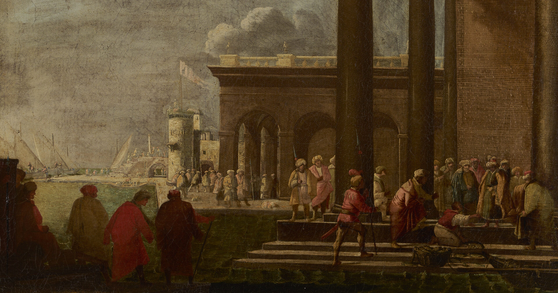 Lot 142: Italian School, 17th C. Circle of Codazzi, Architectural Capriccio