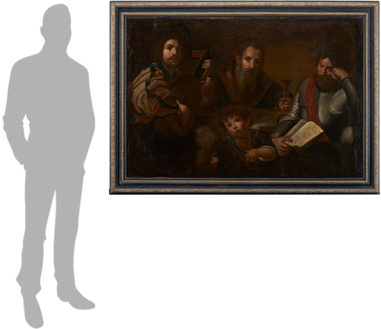 Lot 143: O/C  Painting after Valentin de Boulogne, Four Ages of Man