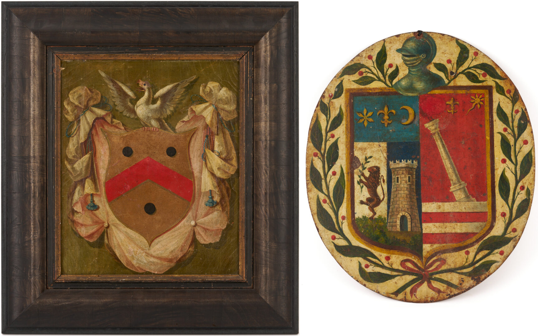 Lot 144: 2 19th c. Coat of Arms Paintings