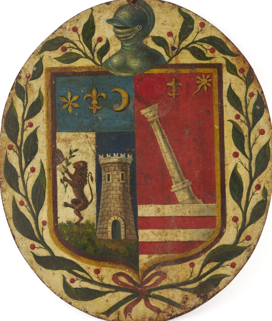 Lot 144: 2 19th c. Coat of Arms Paintings