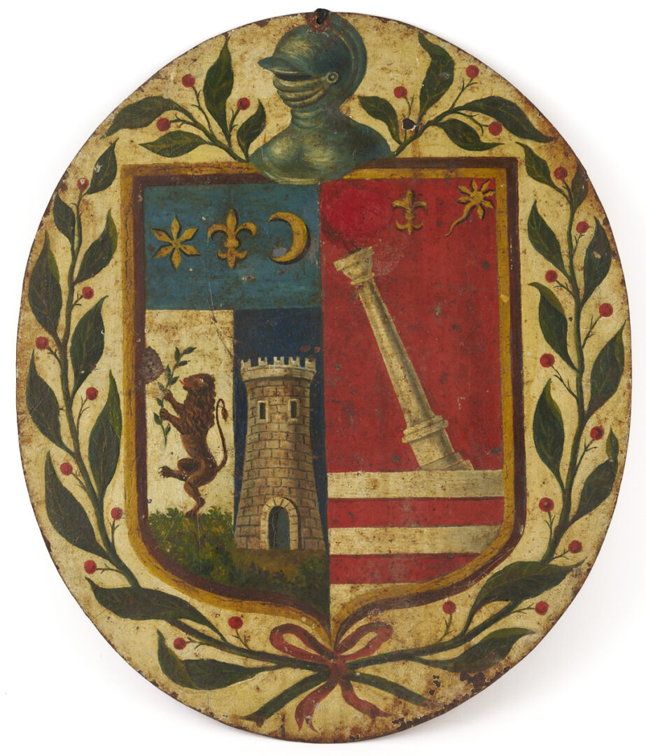 Lot 144: 2 19th c. Coat of Arms Paintings