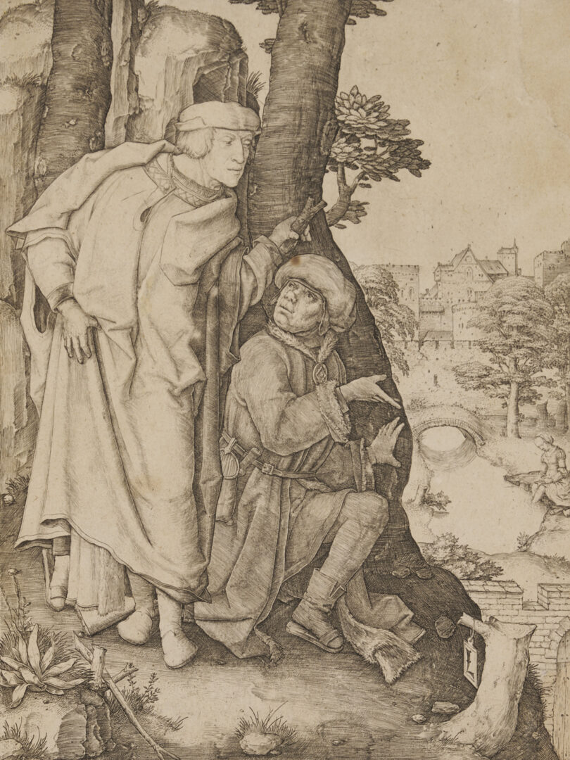 Lot 147: Lucas van Leyden 1508 Engraving, Susanna and the Elders