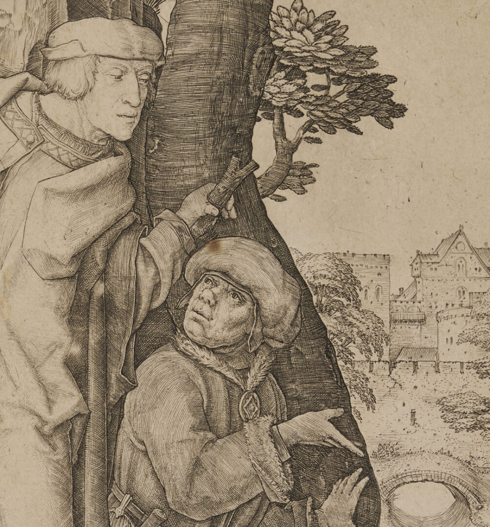 Lot 147: Lucas van Leyden 1508 Engraving, Susanna and the Elders