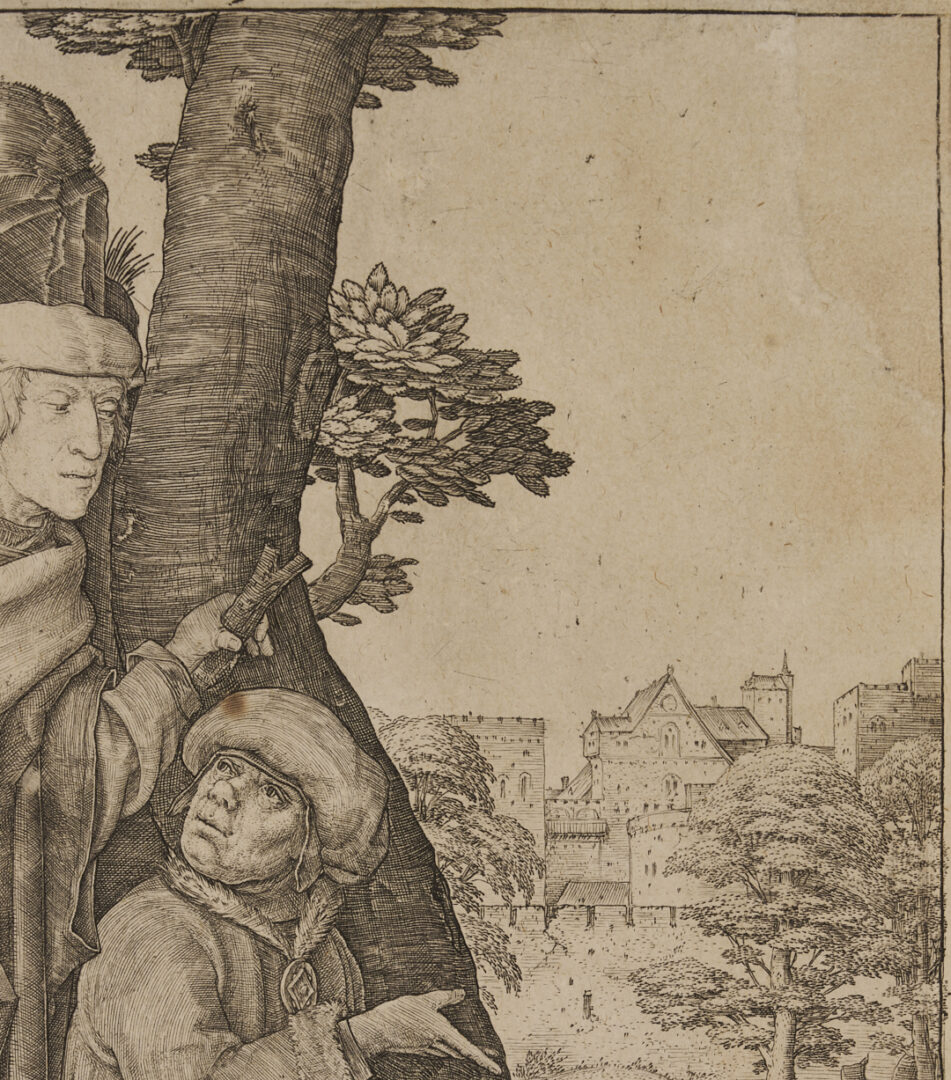 Lot 147: Lucas van Leyden 1508 Engraving, Susanna and the Elders