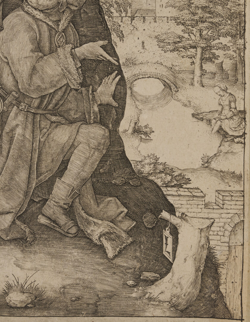 Lot 147: Lucas van Leyden 1508 Engraving, Susanna and the Elders