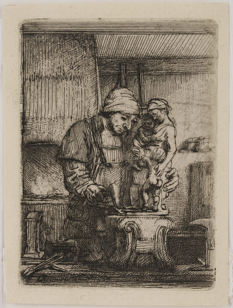Lot 148: Rembrandt Etching, The Goldsmith