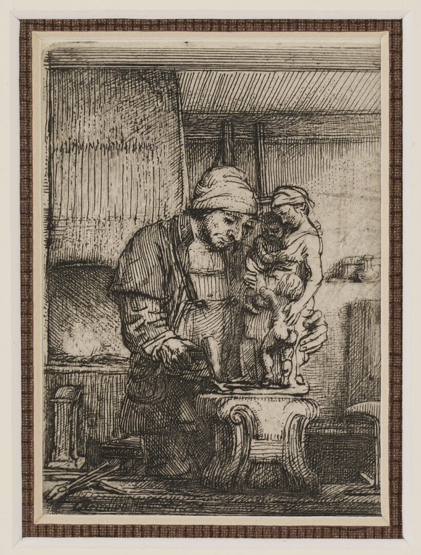 Lot 148: Rembrandt Etching, The Goldsmith