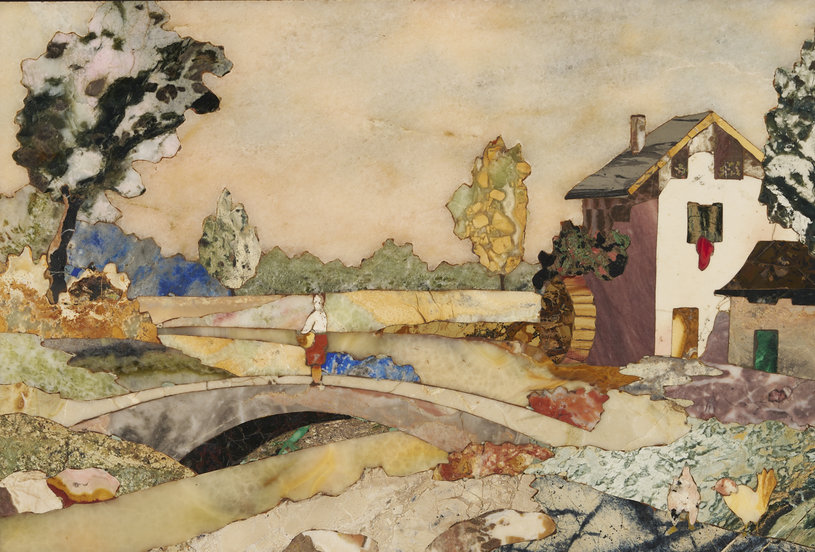 Lot 149: 4 Ugolini Pietra Dura Plaques, Dancers & Landscapes